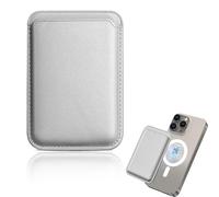KEWUF Portafoglio Magnetico da Cellulare per iPhone, Pratico Porta Carte di Credito, Portacarte Magsafe, Apple Portafoglio Magsafe, Portacarte in Pelle con Magnete, Memorizza 2 Carte (Argento)