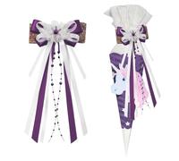 KEWUF Sacchetto per la scuola, con fiocco e farfalla, per la scuola, per ragazze, per la scuola, per bambini, per la scuola, per il fai da te, con fiocco, viola chiaro, per l'inizio della scuola(B)