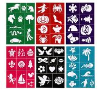 KEWUF Stencil per Tatuaggi, 6 Pezzi Stencil di Pittura del Viso, Tattoo Stencil Temporanei, Modello Riutilizzabile per Il Trucco per Bambini e Adulti, Halloween, Party, Body Art Pittura