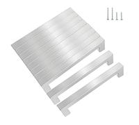 KEWUZY 10 maniglie per mobili, colore argento, 160 mm, distanza tra i fori della cucina, maniglie per cassetti in acciaio inox con quaranta viti, maniglie per porte, maniglie quadrate
