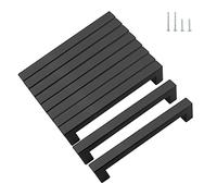 KEWUZY 10 maniglie per mobili, colore nero, 96 mm, distanza tra i fori della cucina, maniglie per cassetti in acciaio inox con quaranta viti, maniglie per porte, maniglie quadrate (nero, 96 mm)