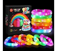 KEWUZY 12 pezzi Pop Tubes, 2024 LED Pop Tubes Fidget Toys Braccialetti decorativi per feste, set di bastoncini luminosi colorati per festival accessori sensoriali, giocattoli piccoli regali