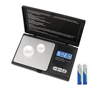 KEWUZY Bilancia tascabile, 500 g/0,01 g, bilancia digitale con funzione tara, 6 unità di pesatura e display LCD, con batterie