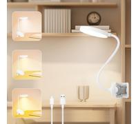 KEWUZY Lampada con Pinza,Lampada da Scrivania,20 LED Lampada Clip Ricaricabile Luce Morsetto,3 Colore e Regolabil Luminosità,Lampada Letto Libro con USB Ricaricabile,pour le Chevet, Bureau,Enfants