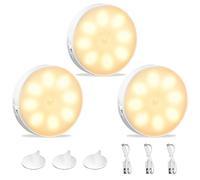 KEWUZY Luce Armadio con Sensore di Movimento, 3 Pezzi Luce Notturna LED Interna Ricaricabile USB, Sensore di Movimento per Luci, 8 LED 3 Modalità (Auto/On/Off) per Armadietto, Scale, Corridoi, Camera