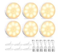 KEWUZY Luce Armadio con Sensore di Movimento, 6 Pezzi Luce Notturna LED Interna Ricaricabile USB, Sensore di Movimento per Luci, 8 LED 3 Modalità (Auto/On/Off) per Armadietto, Scale, Corridoi, Camera