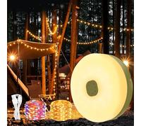 KEWUZY Luci Esterno Campeggio - Catena Ghirlanda Luminosa Da Campeggio 10m Luce Da Campeggio Avvolgibile 8 Modalità Ricaricabile Usb C E Impermeabile Per Giardino Esterno