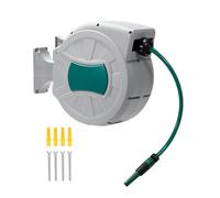 KEXIAO Avvolgitubo retrattile da giardino, avvolgitubo da parete, con ugello spruzzatore multiplo, blocco di qualsiasi lunghezza/sistemi di ritorno lento