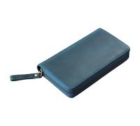 KEXIAO Custodia protettiva in pelle con cerniera per notebook con 3 scomparti per penne per notebook da 7,28 x 3,54 pollici