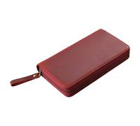KEXIAO Custodia protettiva in pelle con cerniera per notebook con 3 scomparti per penne per notebook da 7,28 x 3,54 pollici, Vino rosso, 20.5x12cm