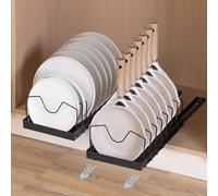 KEXIBO 2 pezzi Porta Coperchi Pentole, Organizer Padelle con 8 Scomparti Regolabili, Porta Padelle, Portacoperchi scorrevole, Supporto per Coperchio in Metallo, Contenitore da Cucina, Nero