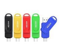 KEXIN Chiavetta USB C 32 GB USB 3.0 OTG, confezione da 5 pezzi, fino a 100 MB/s, porte USB Type-C e USB-A, chiavetta di memoria per cellulare, iPhone 15/16/17, tablet, auto, PC