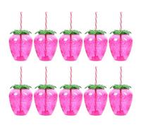 Kexpery 10 bicchieri a forma di fragola e ananas con cannuccia, bicchieri per succhi di frutta, bicchieri d'acqua a forma di frutta, decorazione per feste hawaiane, luau, estate, spiaggia, piscina,