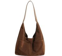 Kexpery 2 Pz Donne Borsa a Tracolla in Camoscio Multi-Tasche Grande Tote Con Chiusura Magnetica Maniglia Superiore Retrò per Lavoro, Marrone