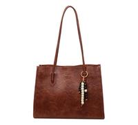 Kexpery Borsa a mano alla moda in PU strutturato Tote Ampia Capacità Borsa da viaggio e Shopping per le donne, marrone