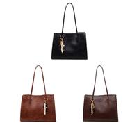 Kexpery Borsa a mano alla moda in PU strutturato Tote Ampia Capacità Borsa da viaggio e Shopping per le donne, nero+marrone+caffè