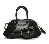 Kexpery Borsa a mano in pelle PU retrò in pelle PU Borsa, Nero , 190.00x100.00x370.00mm