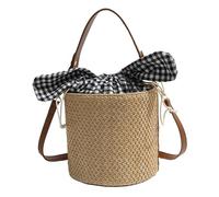Kexpery Borsa a Mano Paglia Intrecciata Donna Viaggio Estate Papillon Grande Volume Borsa da Spiaggia Accessorio Vacanza, cachi.