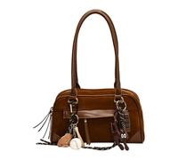 Kexpery Borsa a tracolla in pelle scamosciata per donne borse con manico retrò Borsa a spalla da donna per la scuola di shopping e uso quotidiano, marrone, 190.00x100.00x370.00mm