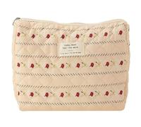 Kexpery Borsa da trucco trapuntata da donna in cotone stampato trapuntato sacchetto cosmetico grande capacità chiusura a cerniera frizione per uso quotidiano ragazze, Stile Cinque,