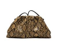 Kexpery Borsa per il trucco da donna, grande capacità, con pieghettata, serpente o leopardo, borsa per gnocchi, leggera, elegante da viaggio, giallo Medium, 480.00x260.00x220.00mm