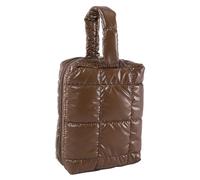 Kexpery Borsa per il trucco trapuntata da donna borsa cosmetica borsa cosmetica portatile di capacità con manico astuccio da toilette tinta unita, marrone, 23.4*10.5*11.5cm/9.21*4.13*4.52inch, Vetrina