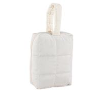 Kexpery Borsa per il trucco trapuntata da donna borsa cosmetica borsa cosmetica portatile di capacità con manico astuccio da toilette tinta unita, bianco, 23.4*10.5*11.5cm/9.21*4.13*4.52inch, Vetrina