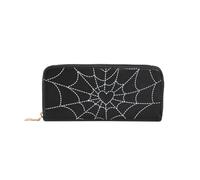 Kexpery Donna Ragno Portafoglio con cerniera in Pelle PU Gotico Moneta Borsa novità Multi-Uso Halloween Portafoglio alla Moda per Ragazze, Nero , 195.00x90.00x25.00mm, Casual
