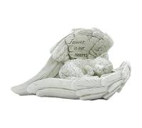 Kexpery Ornamento di gatto cimitero giardino con ali d'angelo - Statua commemorativa per animale perduto