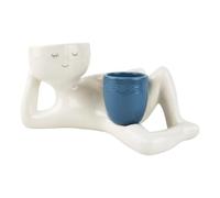 Kexpery Rilassante Persona che Tiene Vaso Fioriera con Foro di Drenaggio Kinky Fioriera Ornamento Resina Pene Corpo Vaso Decor for Piante Grasse Cactus (Blu)