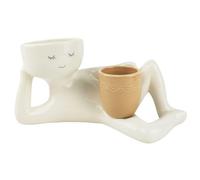 Kexpery Rilassante Persona che Tiene Vaso Fioriera con Foro di Drenaggio Kinky Fioriera Ornamento Resina Pene Corpo Vaso Decor for Piante Grasse Cactus (Giallo)