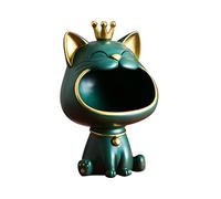 Kexpery Scatola per chiavi creativa a forma di gatto ridente accessori per ufficio carino statua di gatto portafelicità decorazione in resina statua di gatto con bocca (verde)