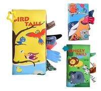 Kexpery Set di 3 Libri Educativi per Baby Giocattoli Tocco e Suono Libro in Tessuto Leggero per 0-18 Mesi Regalo Nascita