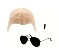 Kexpery Set tre pezzi berretto calvo lattice nudo occhiali dorati e barba acconciatura realistica cosplay festa adulti