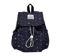 Kexpery Zaino per ragazze multiuso con fiocco, grande capacità, borsa a spalla, alla moda, leggera, per lo studio delle attività quotidiane, Blu scuro