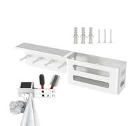 Key and Mail Holder for Wall - Modern 4-Hook Shelf Organizer | Metal Wall-Mounted Entryway Storage for Apartment, Farmhouse, Bedroom, Office, and Front Door Home Decor