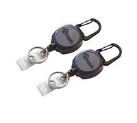 Key-Bak Sidekick Porta badge professionale, portachiavi, con cordino in kevlar retrattile, resistente, 61 cm, nero (confezione da 2)