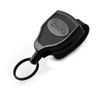 KEY-BAK SUPER48 SD 14 oz. Portachiavi retrattile con bloccaggio, cavo retrattile da 91,4 cm, custodia in policarbonato nero, passante per cintura in pelle, anello spaccato oversize