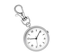 Key Chain Watch, Clip rotonda su Timepiece, Unisex portatile Silent Pocket Clock, Compact Travel Gear, Home, Workplace, School, Backpack, Outdoor, Purse, Bag 3.23x1.57x0.28in, argento, Se référer au
