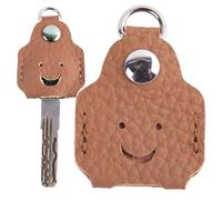 Key Cover - Smiling Face Pattern Leather Key Protector, Decorative Sleeve Organizer, Portable Keys Identification Accessory, Lightweight Protective Case, Stylish Management Solution for Women Men Home