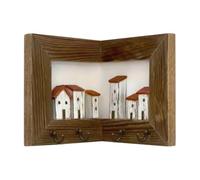 Key Holder Wall Mount - 3D Wooden Rustic Organizer, Vintage Key Ring Rack, Decorative Entry Storage Hook | Functional Home Accessory For Hallway Kitchen Mudroom Garage Office Dog Walking Station Setup