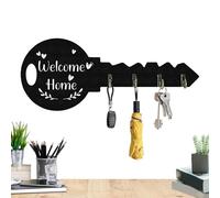 Key Holder Wall Mount - Black Small Key Hanger sellf Adhesive Key Rail | Wooden Key Rack For Wall | Wooden Storage Hook For Hat | Space-Saving Storage Hanger | Vintage Home Decor For Apartment Room