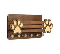 Key Holder Wall Mount - Dog Leashes Holder for Wall | 6 Hooks Wooden