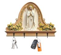 Key Holder Wall Mount - Wood Religious Space Saving Hanger With 4 Hooks | Handcrafted Wood Texture Wall Mount Key Holder,for Family Friends Students Adults Men Women Entryway Shelf Home Bedroom