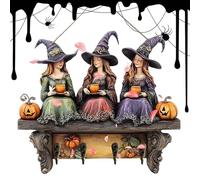 Key Holder Wall Mount, Wooden Rack With Pumpkin Design, Halloween Witch Key Hanger With 4 Hooks For Coat Bag Storage Entryway Door Apartment Dorm Halloween Decor