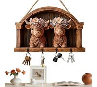 Key Holder, Wood Farmhouse Hanger & Wall Mounted Entry Organizer for Daily Home Use, Key Rack with 4 Hooks for Hallway Entrance Living Room Doorway Bathroom Entryway Home Door Garage Decoration