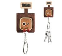 Key Holder - Wooden Magnetic Cute Keychain Rack, Sturdy Wall Mounted Organizer, Space-Saving Entryway Hanger for Keys, Accessories, and Small Items | Home Hallway Living Room Bedroom Decoration