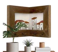 Key Hooks for Wall - Vintage Wooden Organizer for Entryway Storage | 3D Rustic Wall Mounted Key Holder Made from Solid Wood, Decorative Hanging Rack for Foyer Hallway Kitchen Garage Office Home Corner