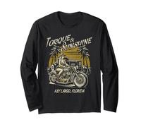 Key Largo Beach Florida Moto Hotrod Design Vintage Maglia a Manica