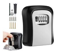 Key Lock Box, Wall Mounted Safe, 3.94in 4 Digit Combination Code, Resettable Security Keys Hider, Weatherproof Steel Case for Indoor, Outdoor, Garage, Garden, Store Use